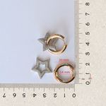 Star Hoop Earrings, Gold, Pair