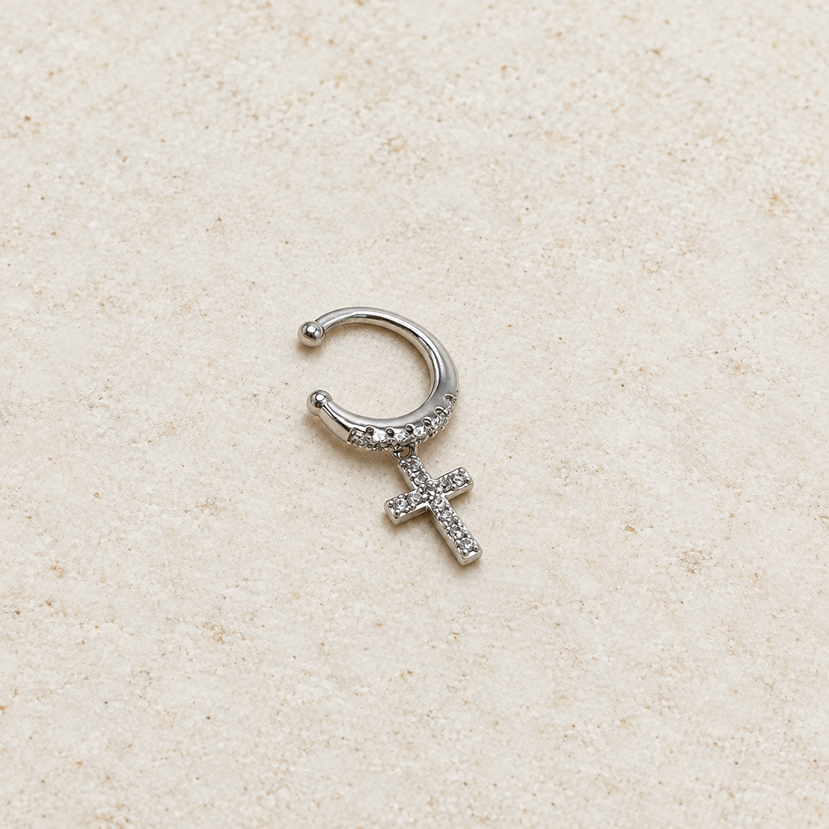Cross Dangle Ear Cuff, Gold, Single