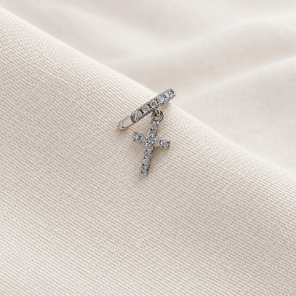 Cross Dangle Ear Cuff, Gold, Single