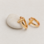 Cross Hoop and Stud Earrings, Gold, Pair