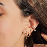 Zircon Cross Dangle Ear Cuff, Gold, Single