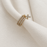 Zircon Cross Dangle Ear Cuff, Gold, Single