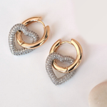 Dangle Heart Hoop Earrings, Gold, Pair