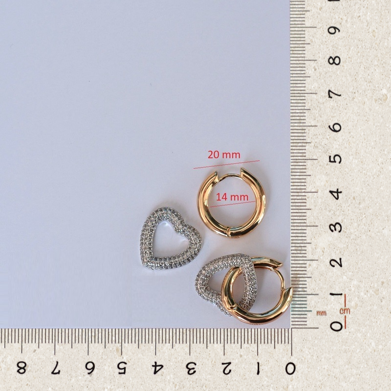 Dangle Heart Hoop Earrings, Gold, Pair