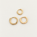 Zircon Hoop Earring Set, 11mm, 10mm & 8mm, Gold, Set of 3