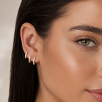 Zircon Hoop Earring Set, 11mm, 10mm & 8mm, Gold, Set of 3