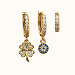 Clover Earring Set, Gold, Set of 3