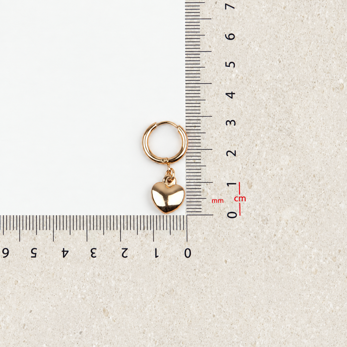 Heart Hoop Earrings, 10mm, Gold or Silver, Pair
