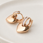 Heart Hoop Earrings, Gold, Pair