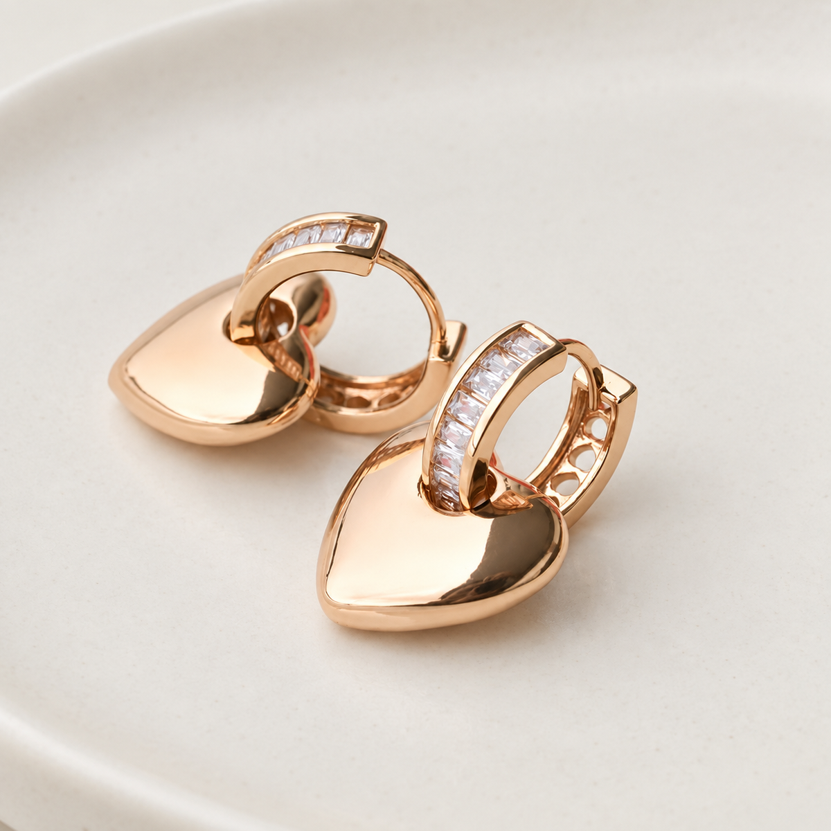 Heart Hoop Earrings, Gold, Pair