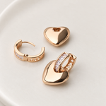 Heart Hoop Earrings, Gold, Pair