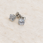 Zircon Solitaire Stud Earrings, 2-7mm, Gold or Silver, Pair