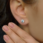 Zircon Solitaire Stud Earrings, 2-7mm, Gold or Silver, Pair