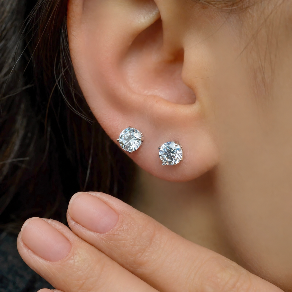Zircon Solitaire Stud Earrings, 2-7mm, Gold or Silver, Pair