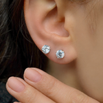 Zircon Solitaire Stud Earrings, 2-7mm, Gold or Silver, Pair