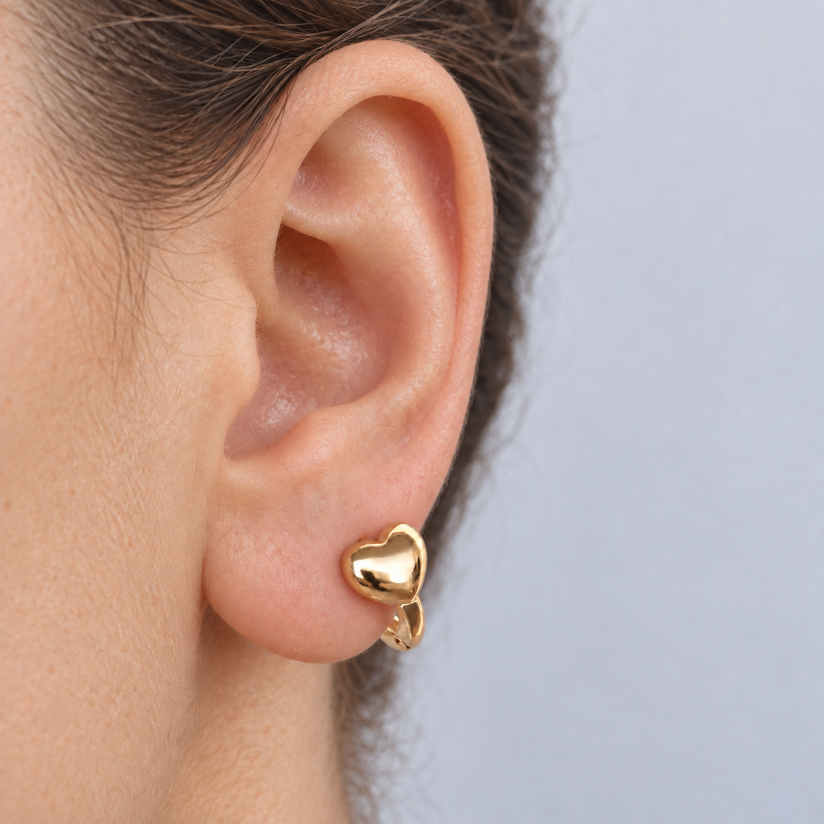 Heart Hoop Earrings, 8mm, Gold, Pair