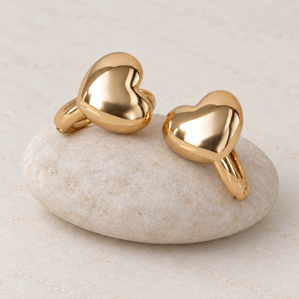 Heart Hoop Earrings, 8mm, Gold, Pair