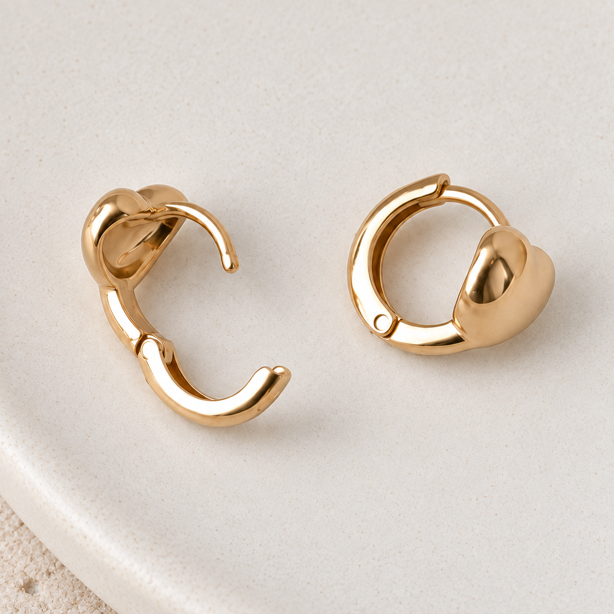 Heart Hoop Earrings, 8mm, Gold, Pair