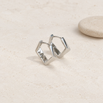 Asymmetric Square Stud Earrings, Gold or Silver, Pair