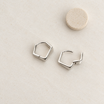 Asymmetric Square Stud Earrings, Gold or Silver, Pair