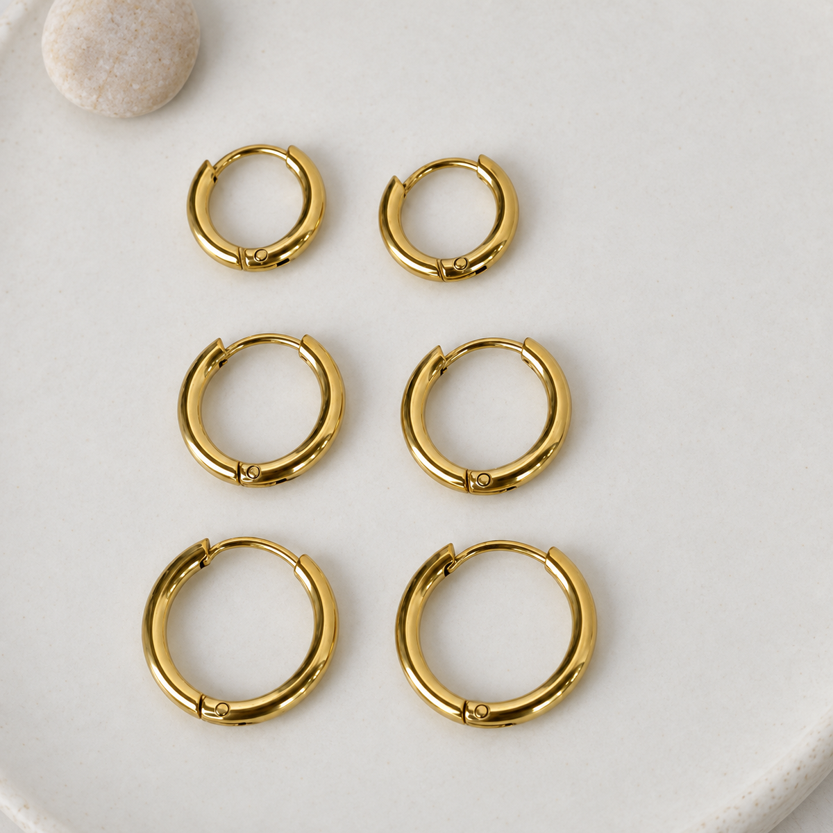 Hoop Earring Set, 8mm, 10mm & 12mm, Gold or Silver, Set of 6