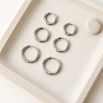 Hoop Earring Set, 8mm, 10mm & 12mm, Gold or Silver, Set of 6