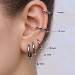 Hoop Earring Set, 8mm, 10mm & 12mm, Gold or Silver, Set of 6