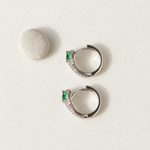 Green-Eyed Snake Hoop Earrings, 12mm, Gold or Silver, Pair