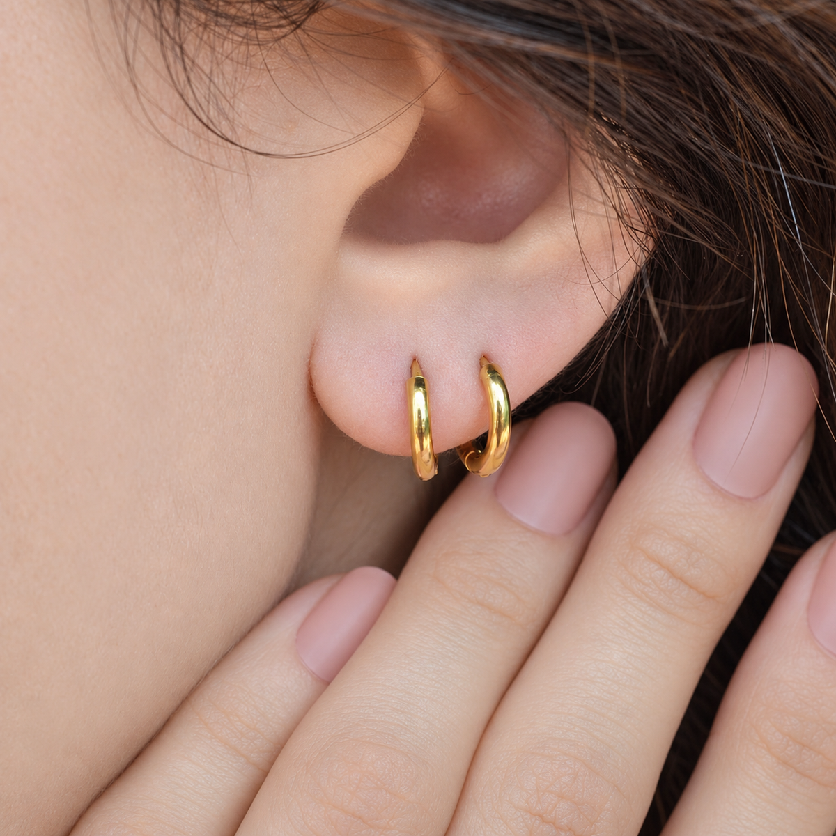 Flat Hoop Earring, 8-20mm, Gold or Silver, Single