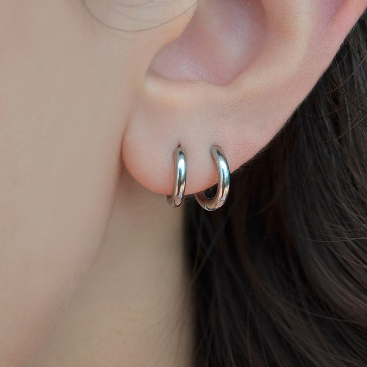 Flat Hoop Earring, 8-20mm, Gold or Silver, Single