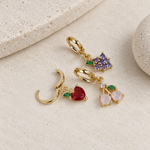 Cherry, Grape and Apple Earring Set, Gold or Silver, Set of 3