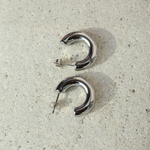 Flat Hoop Earrings, 13mm, Silver, Pair