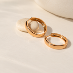 Flat Hoop Earrings, 24mm, Gold, Pair