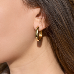 Flat Hoop Earrings, 24mm, Gold, Pair