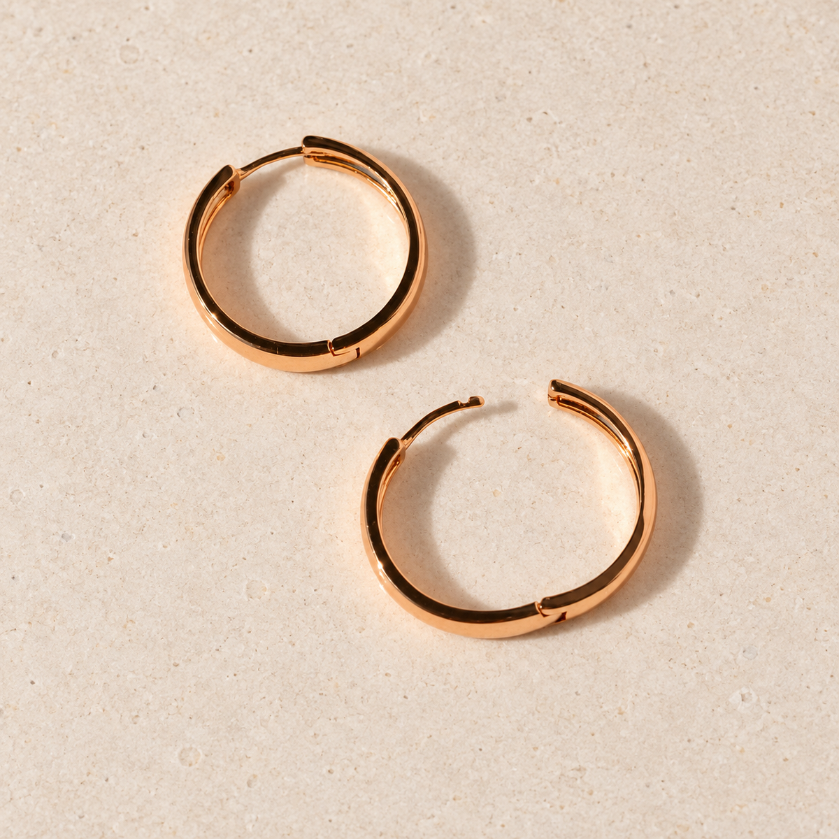 Flat Hoop Earrings, 24mm, Gold, Pair