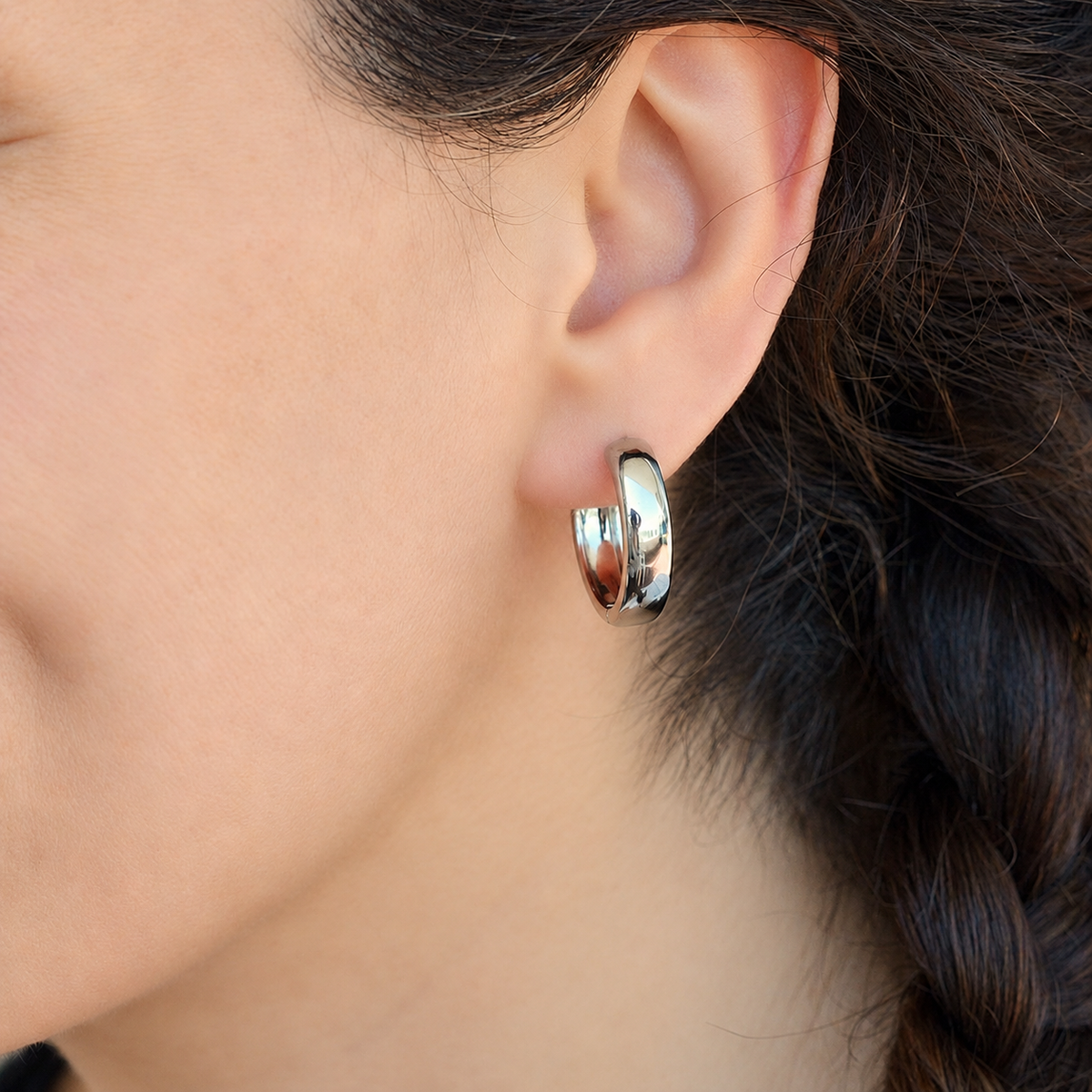 Flat Hoop Earrings, 19mm, Pair