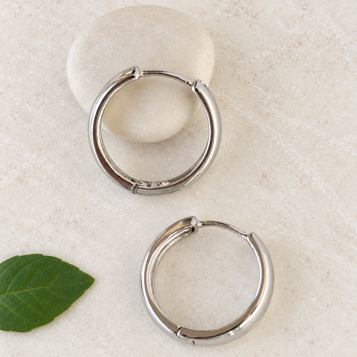 Flat Hoop Earrings, 19mm, Pair