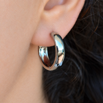 Flat Hoop Earrings, 19mm, Pair