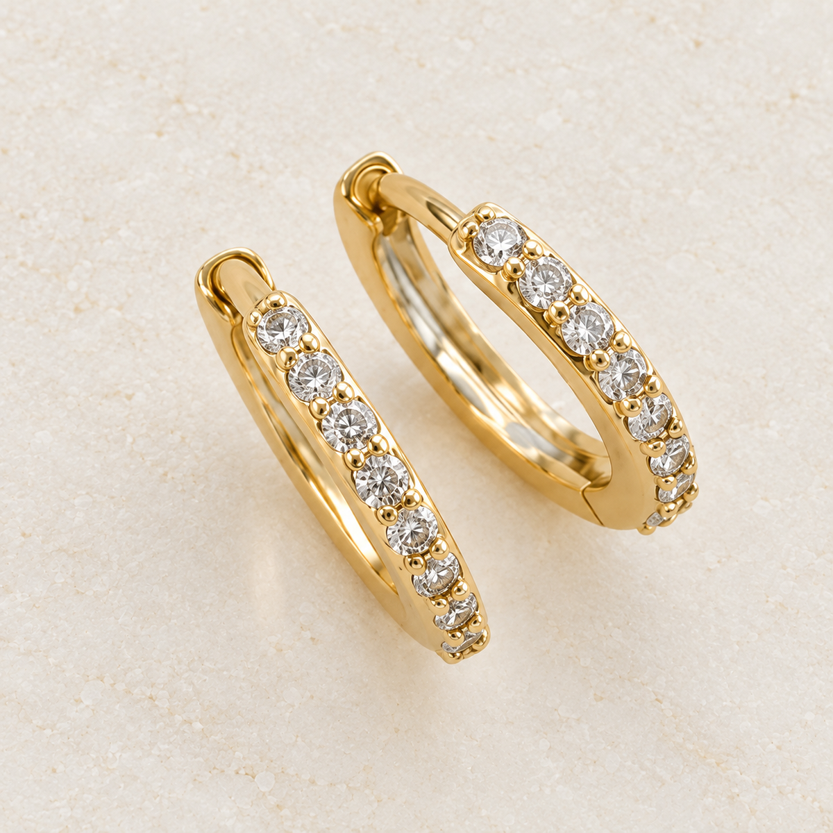 Mini Zircon Hoop Earrings, 10mm, Gold, Pair