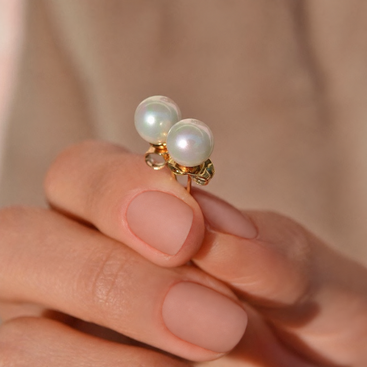 Pearl Stud Earrings, 5mm, 8mm & 10mm, Pair