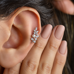 Leaf Pearl Stud Earring in Gold or Silver, Single