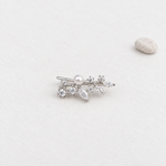 Leaf Pearl Stud Earring in Gold or Silver, Single
