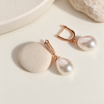 Pearl Hoop Earrings, 8mm, Gold or Silver, Pair