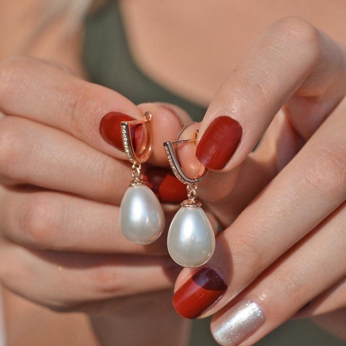 Pearl Hoop Earrings, 8mm, Gold or Silver, Pair