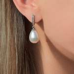 Pearl Hoop Earrings, 8mm, Gold or Silver, Pair