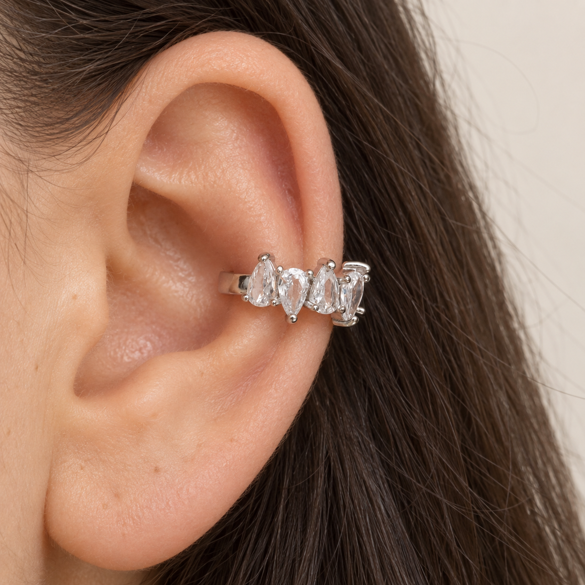 Zircon Hoop and Dangle Earring Set, Gold or Silver, Set of 6