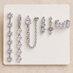 Zircon Hoop and Dangle Earring Set, Gold or Silver, Set of 6