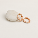 Zircon Hoop Earrings, 11mm, Gold or Rose Gold, Pair