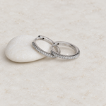 Zircon Hoop Earrings, 14mm, Silver, Pair