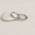 Zircon Hoop Earrings, 14mm, Silver, Pair
